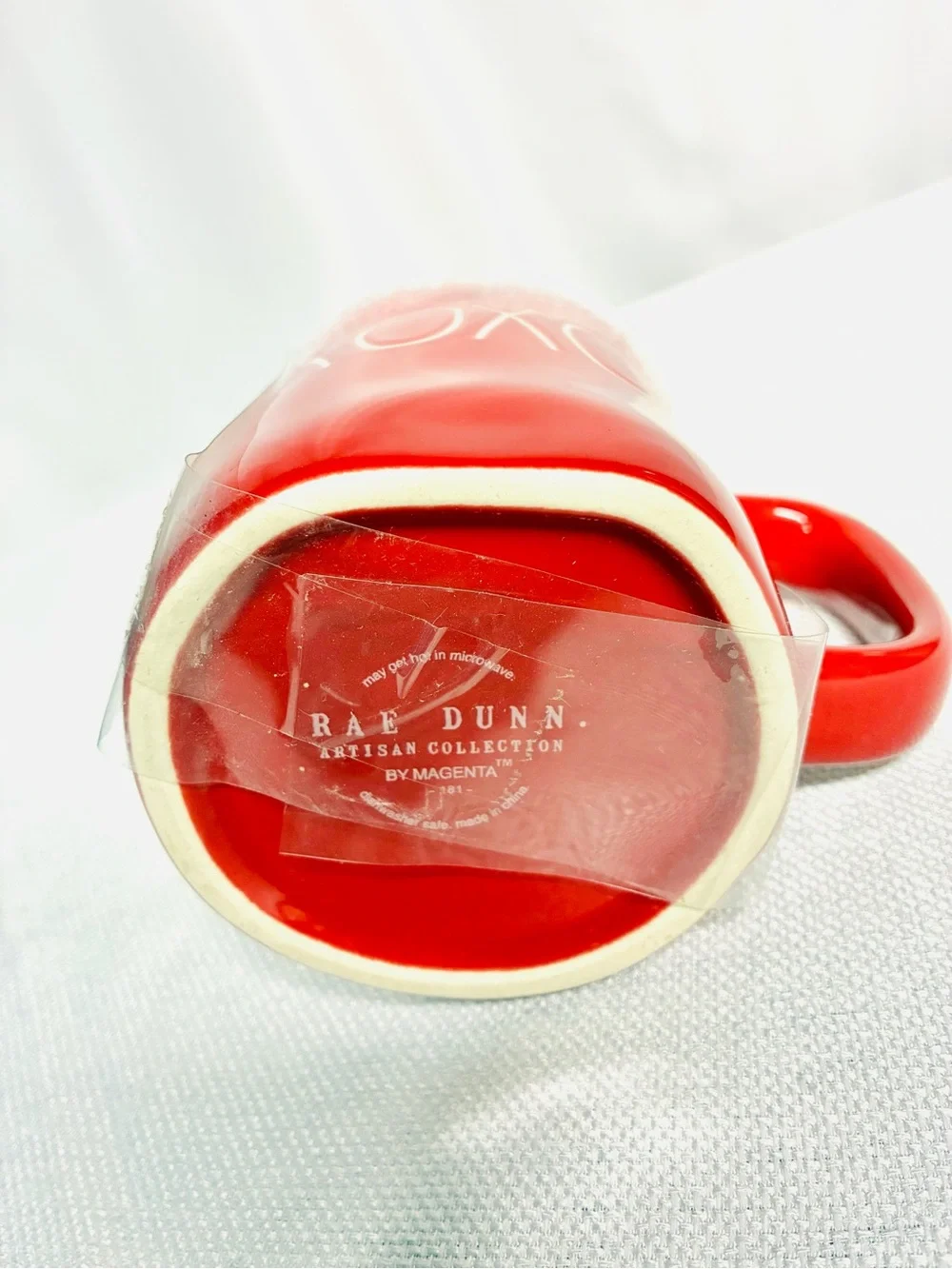 Rae Dunn Red XOXO Ceramic Mug with Heart Lid 20 Oz - New